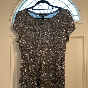 INC Gray Sequin Top Size Large